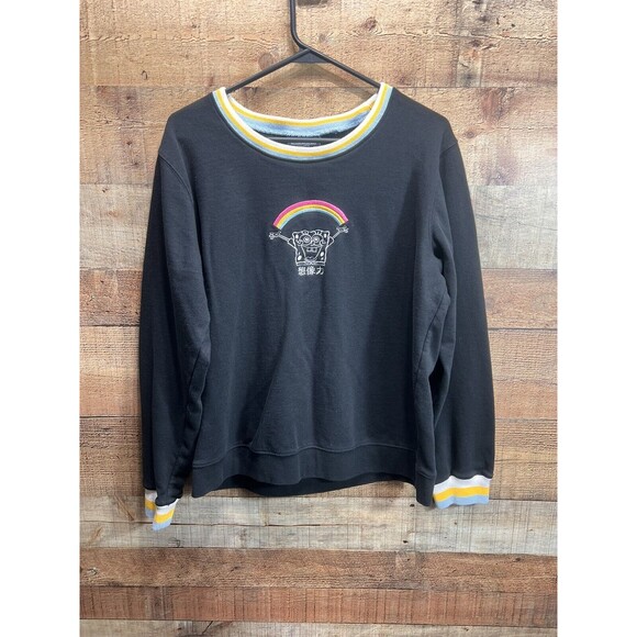 Box Lunch Womens Black Sponge Bob Embroidered Pullover Crewneck Sweater Size XL - Picture 1 of 10